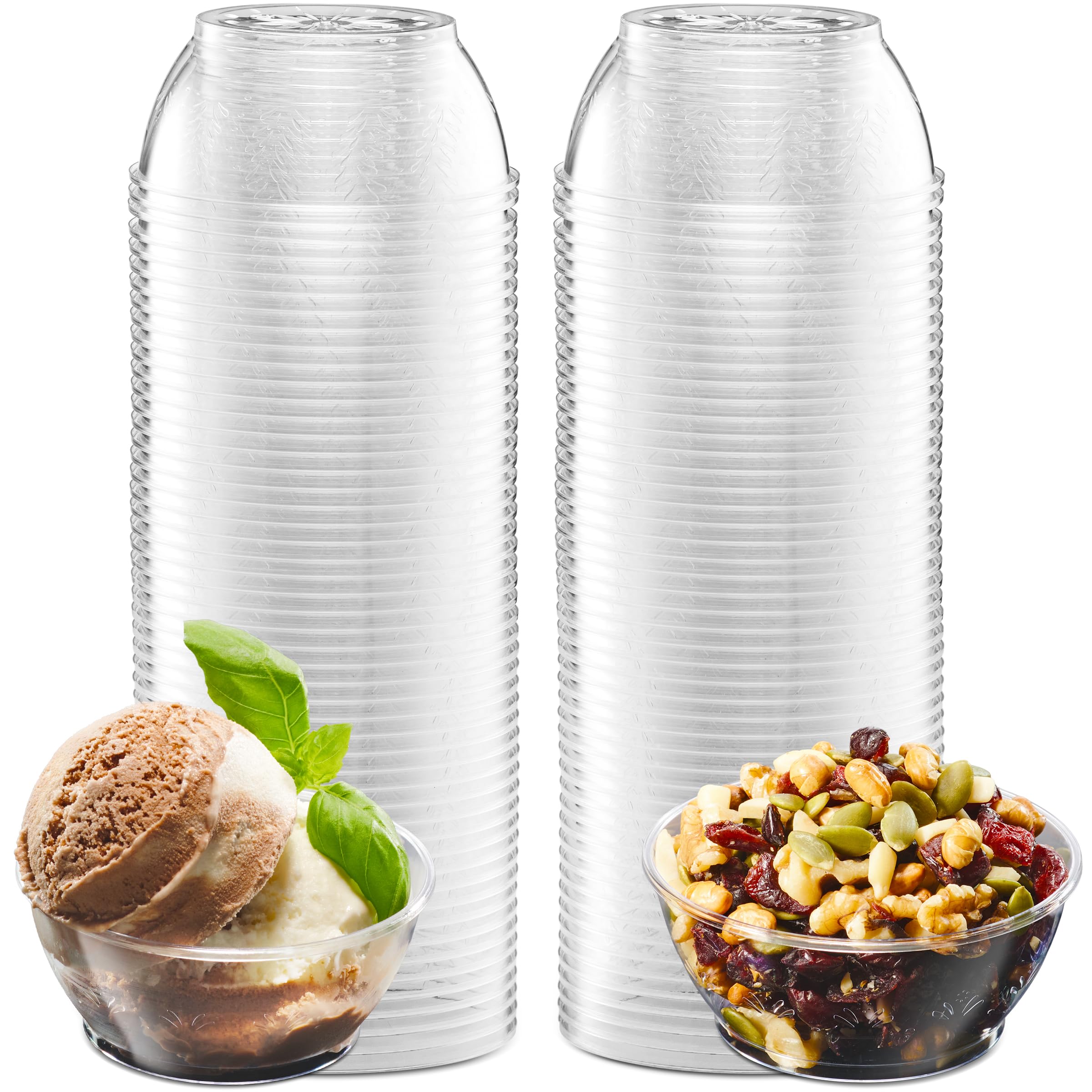 Clear Mini Plastic Bowls - 6 Oz Disposable Premium Hard Plastic Dessert Bowls for Serving, Weddings, Catering, Parties, Ice Cream, Salsa Home or Event Party Supplies